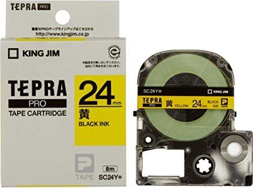 King Jim Tape Cartridge Tepla PRO 24mm SC24Y Yellow/Black Text