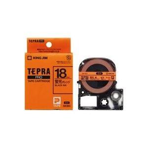King Jim Tepla PRO Tape Cartridge Color Label (Fluorescent Color) 18mm Fluorescent Orange/Black Text Length 5m SK18D