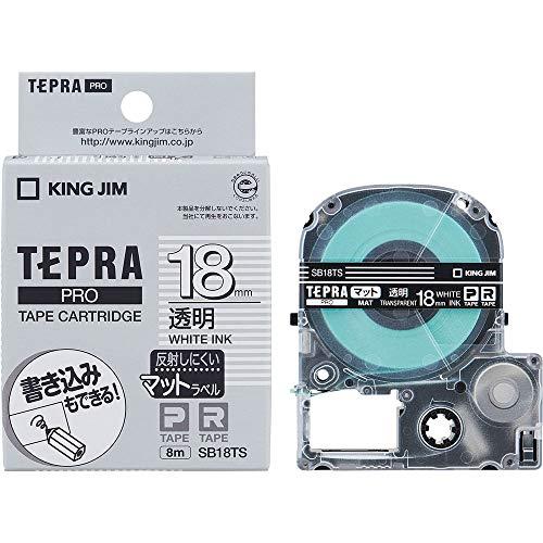 Kingjim Tepla PRO Tape Cartridge Matte Label 18mm Transparent/White Text 8m SB18TS