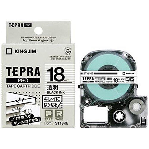 King Jim Tepla PRO Tape Cartridge Clean-Peel Labels 18mm Transparent Labels/Black Text Length: 8m ST18KE