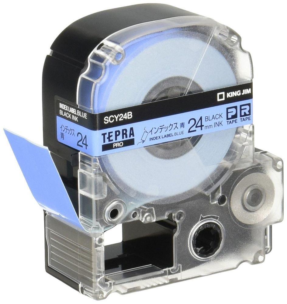 King Jim Tepla PRO Tape Cartridge Index Label 24mm Blue Label/Black Text Length 8m SCY24B