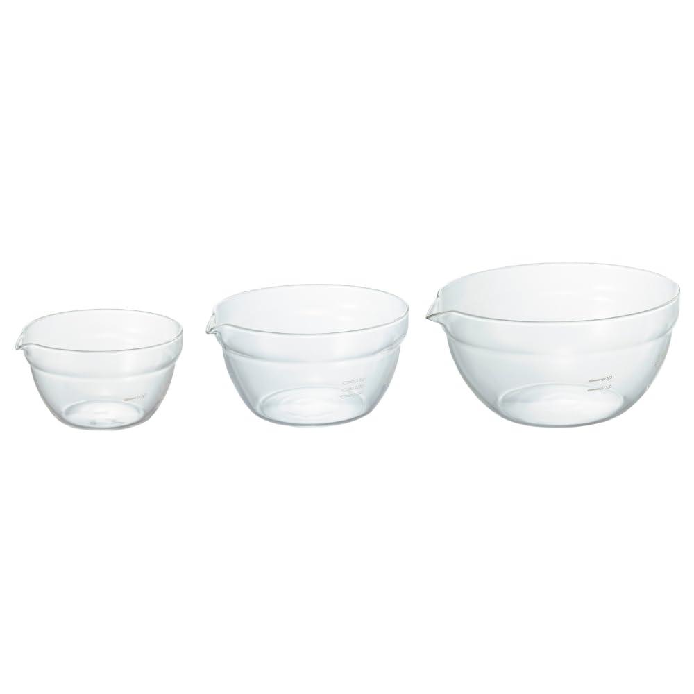 HARIO Single-Handled Bowl Heat-Resistant Glass 3-Piece Set Multi-Purpose Bowl Clear Made in Japan KB-1318