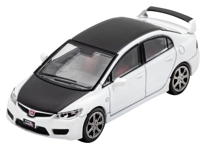 DIECASTTEAM 1/64 Honda Civic Type-R FD2 White/Black Hood & Roof Ready-to-Display Model