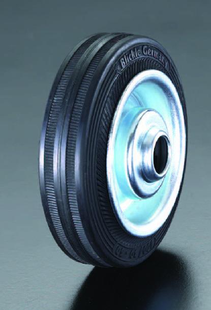 125x37mm Wheel (Rubber Tire, Steel Rim, Roller Bearing EA986MG-2)
