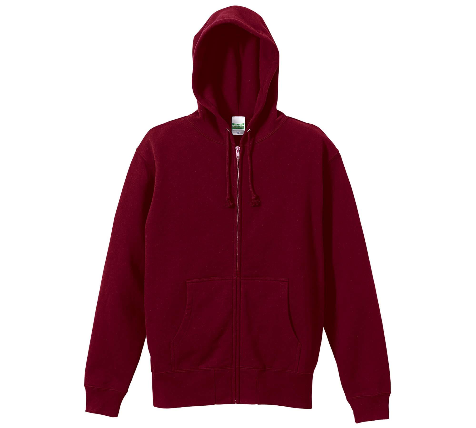 [United Athle] 10.0 oz Sweatshirt Full-Zip Hoodie (Brushed Fleece Lining) 521301 072 Burgundy S