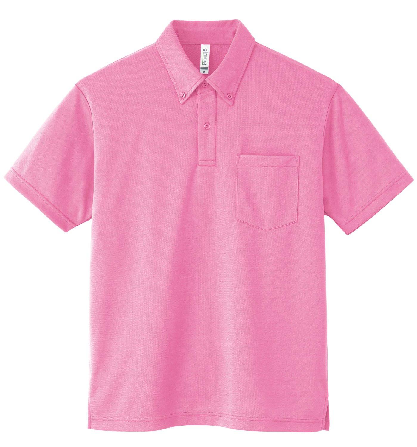 [Glimmer] Short Sleeve 4.4 oz Dry Button-Down Polo Shirt [With Pocket] 00331-ABP Pink 3L (Equivalent to Japanese Size 3L)