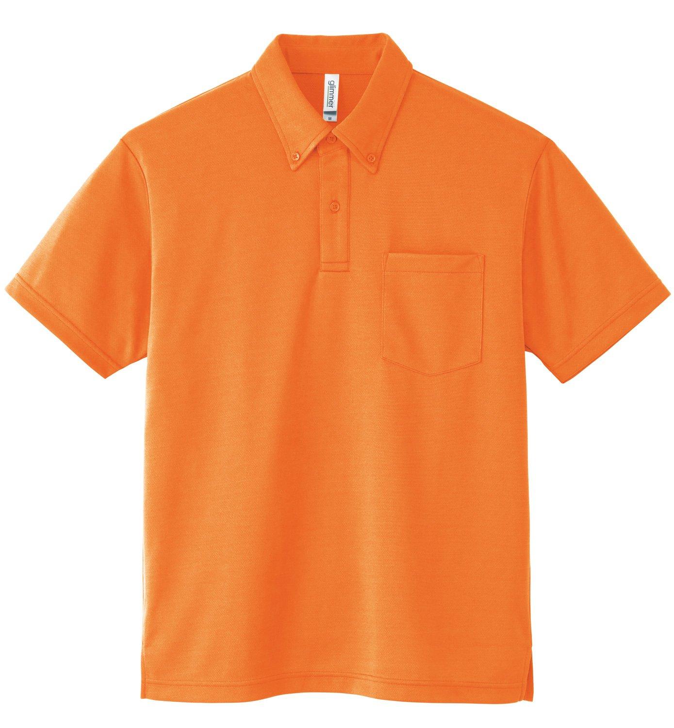 [Glimmer] Short Sleeve 4.4 oz Dry Button-Down Polo Shirt [With Pocket] 00331-ABP Orange 3L (Equivalent to Japanese Size 3L)
