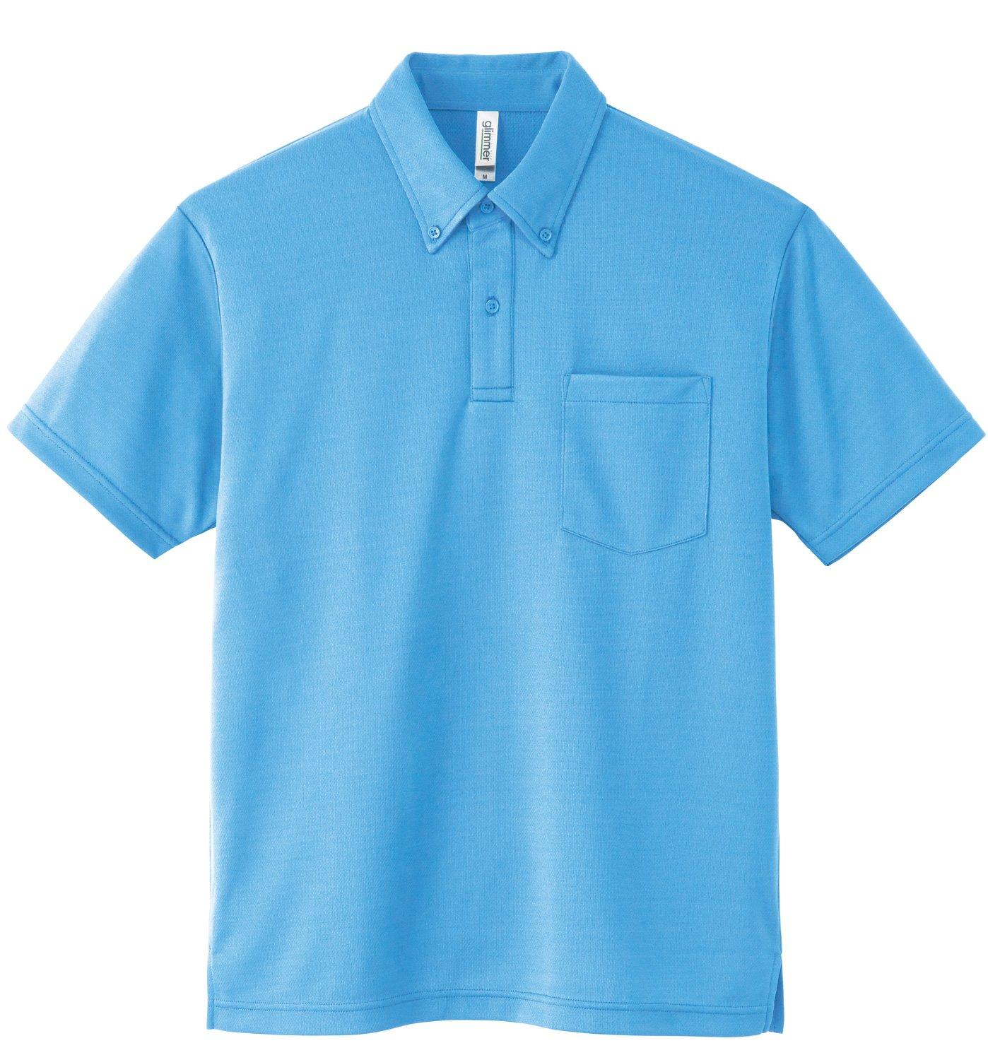 [Glimmer] Short Sleeve 4.4 oz Dry Button-Down Polo Shirt [With Pocket] 00331-ABP Sax 5L (Equivalent to Japanese Size 5L)