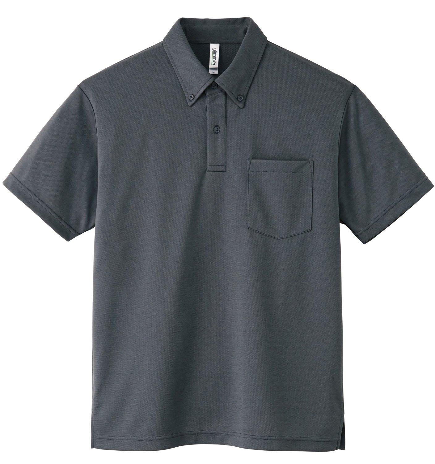 [Glimmer] Short Sleeve 4.4 oz Dry Button-Down Polo Shirt [With Pocket] 00331-ABP Dark Gray 5L (Equivalent to Japanese Size 5L)
