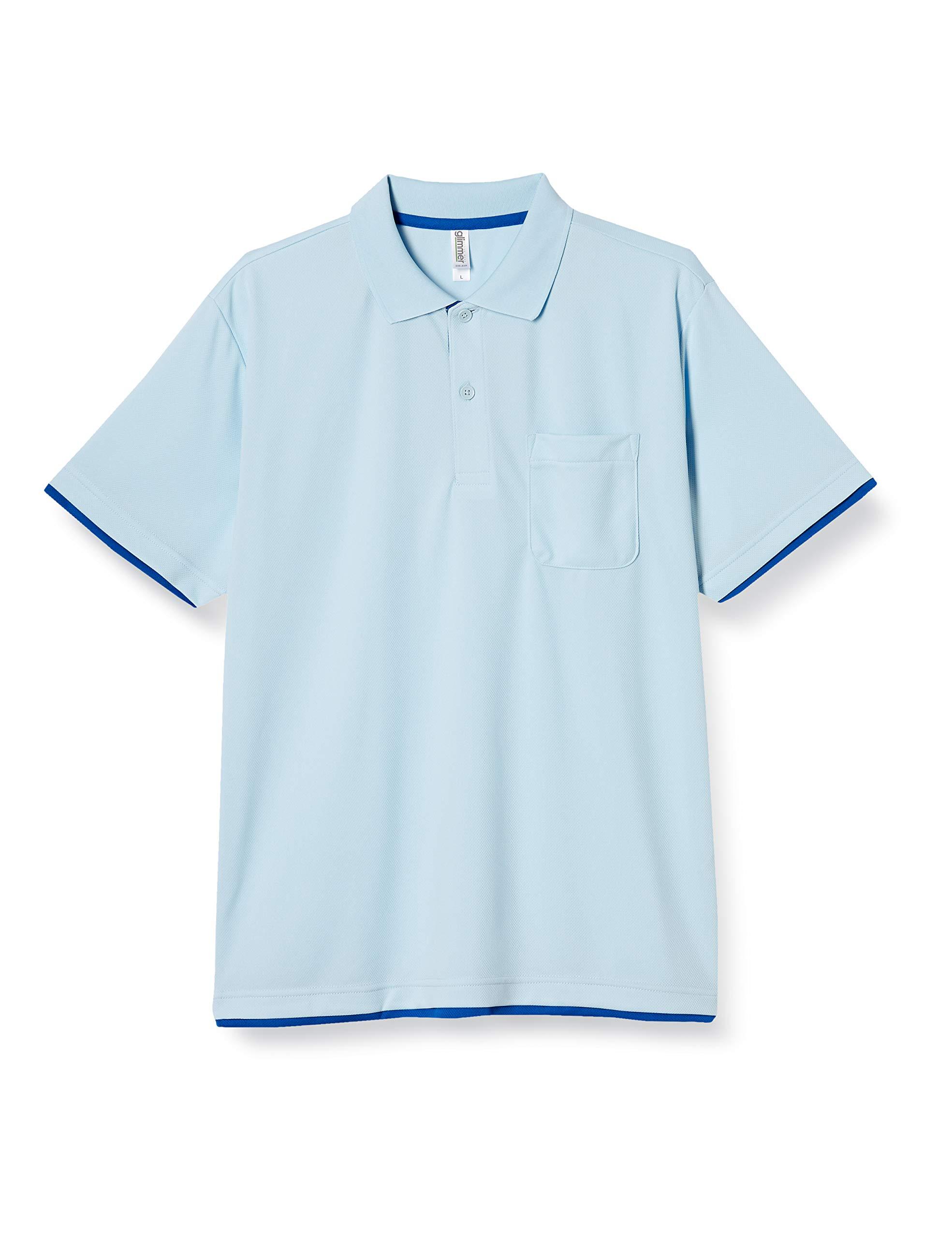[Glimmer] Short Sleeve 4.4 oz Dry Layered Polo Shirt [With Pocket] 00339-AYP Light Blue × Royal Blue M (Equivalent to Japanese Size M)