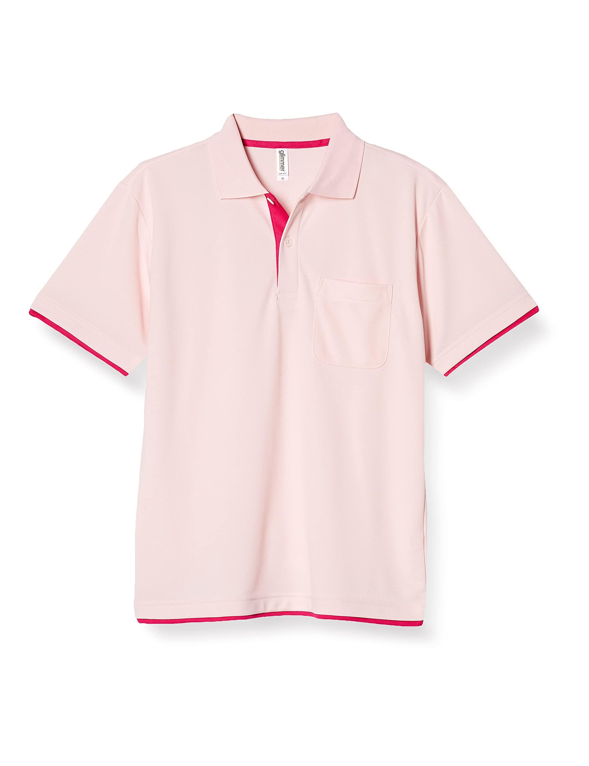 [Glimmer] Short Sleeve 4.4 oz Dry Layered Polo Shirt [With Pocket] 00339-AYP Light Pink × Hot Pink S (Equivalent to Japanese Size S)