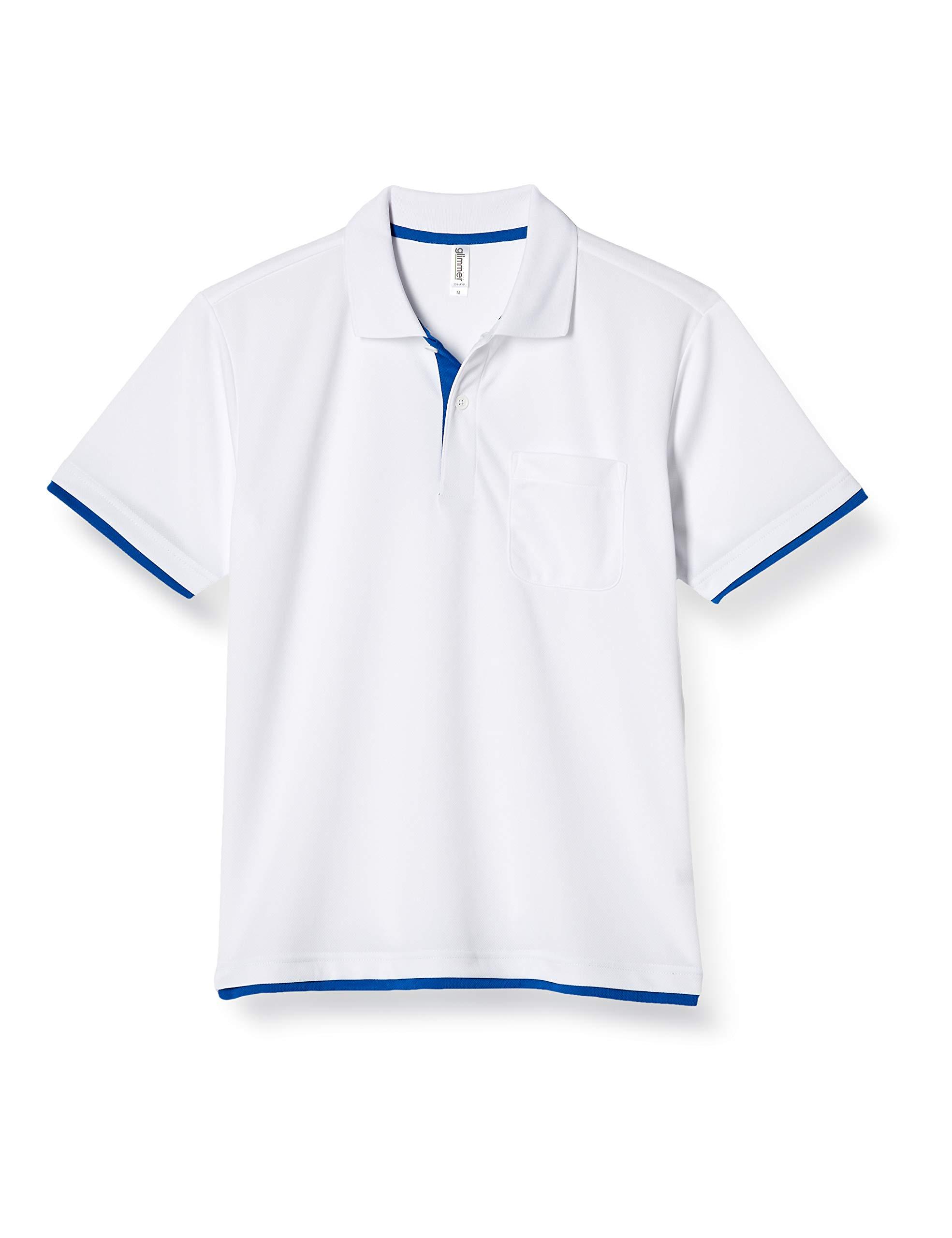 [Glimmer] Short Sleeve 4.4 oz Dry Layered Polo Shirt [With Pocket] 00339-AYP White × Royal Blue M (Equivalent to Japanese Size M)