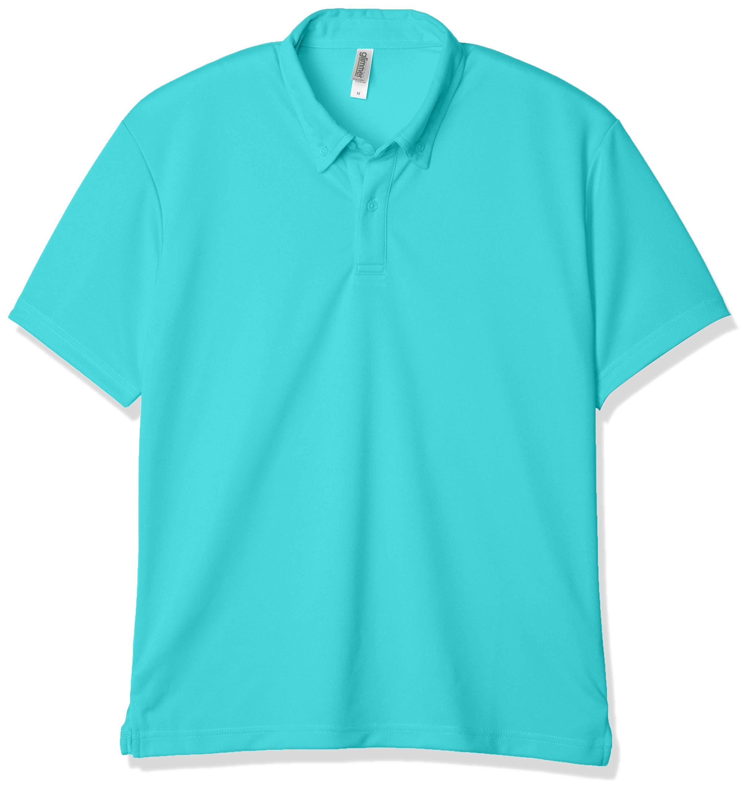 [Glimmer] Short Sleeve 4.4 oz Dry Button-Down Polo Shirt [No Pocket] Mint Blue Japan 5L (-)