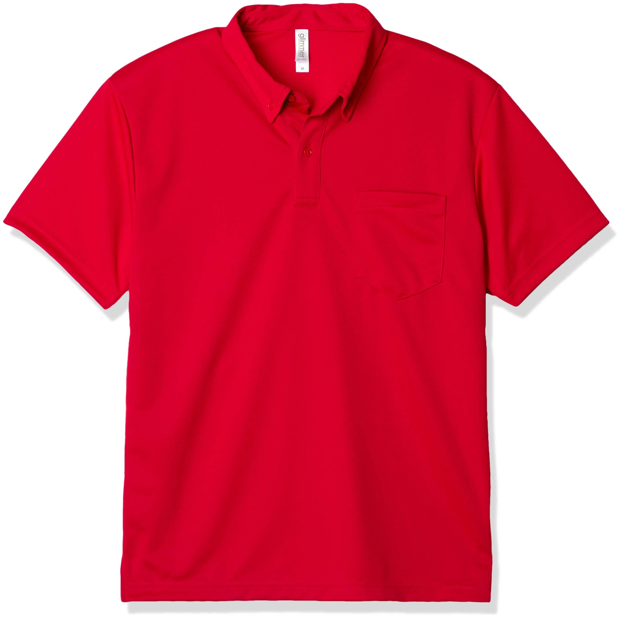 [Glimmer] Short-Sleeve 4.4 oz Dry Button-Down Polo Shirt [With Pocket] Garnet Red Japan 4L (-)