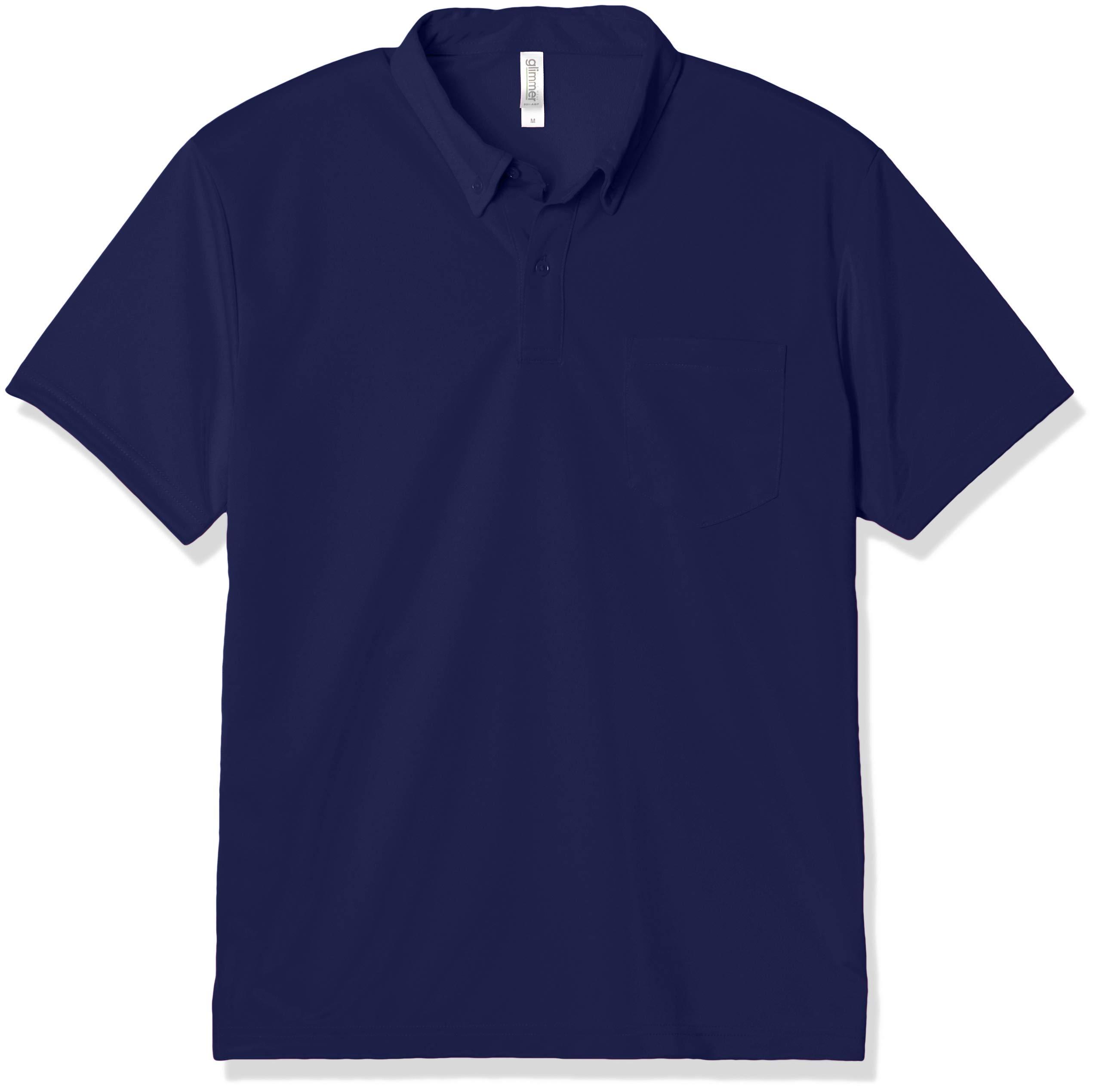 [Glimmer] Short-Sleeve 4.4 oz Dry Button-Down Polo Shirt [With Pocket] Metro Blue Japan 4L (-)