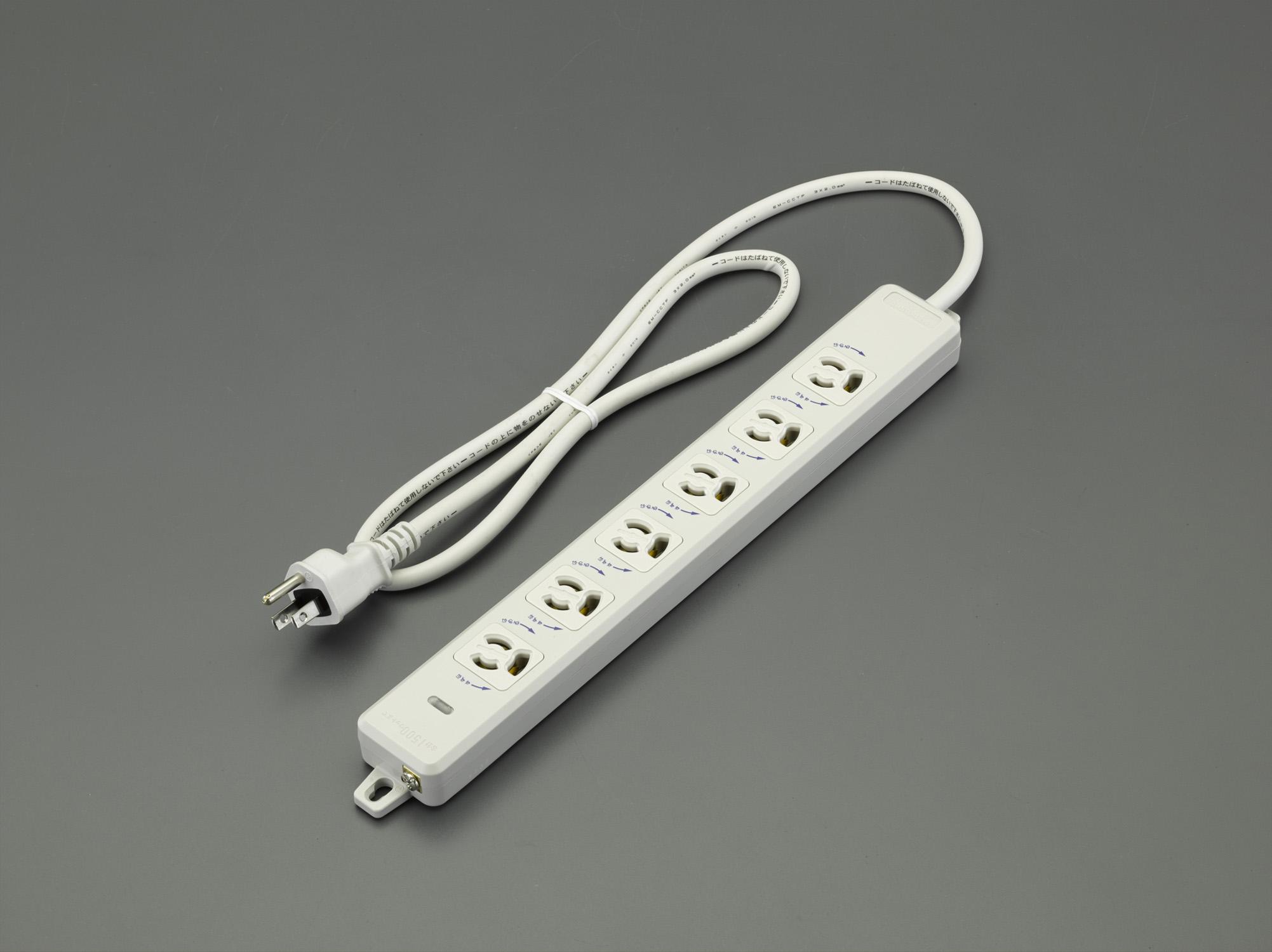 AC125V/15A x 1m Tap (6 outlets, grounding lock, MG included)