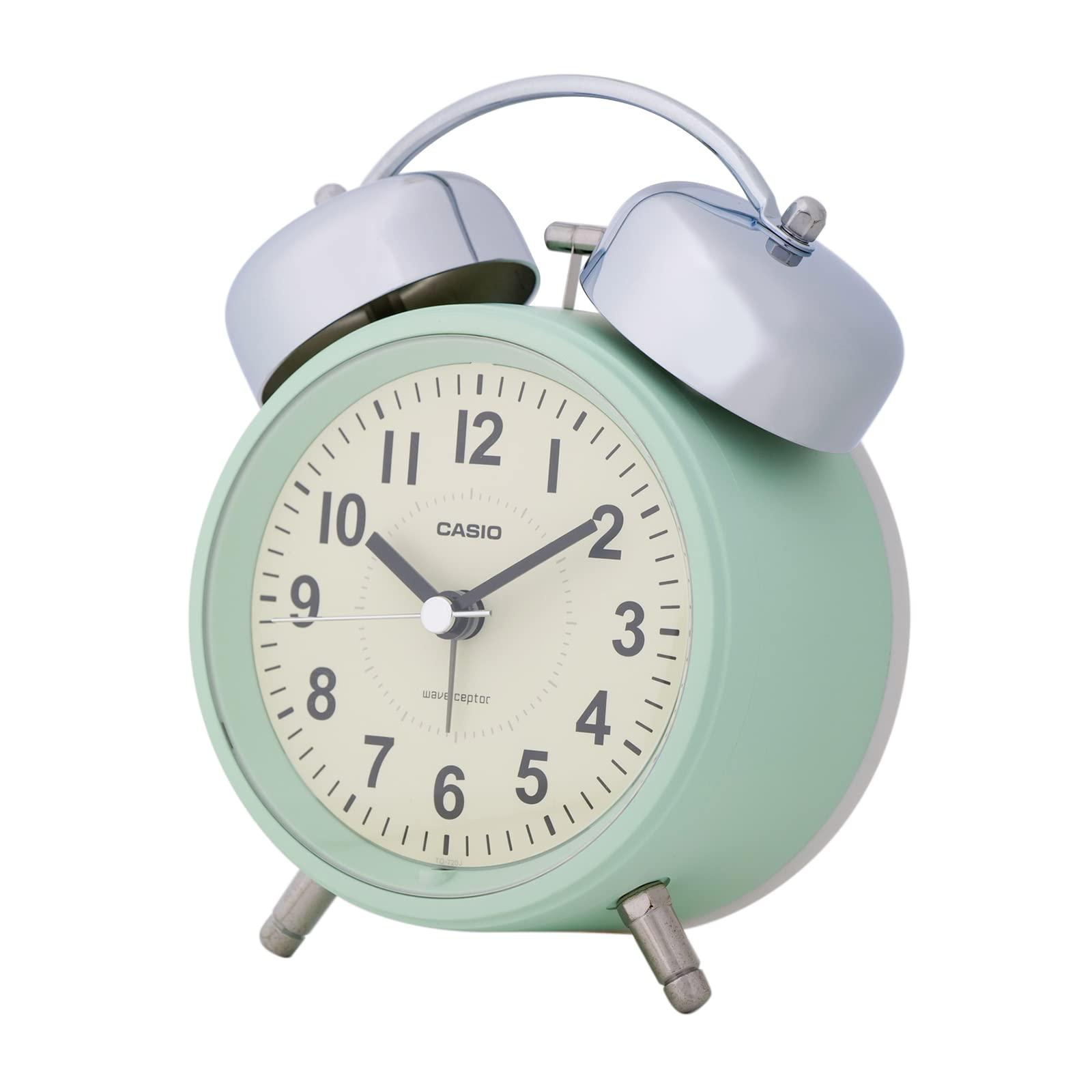 CASIO Alarm Clock Radio-Controlled Clock Green Analog Bell Twin Bell Snooze Light TQ-720J-3JF