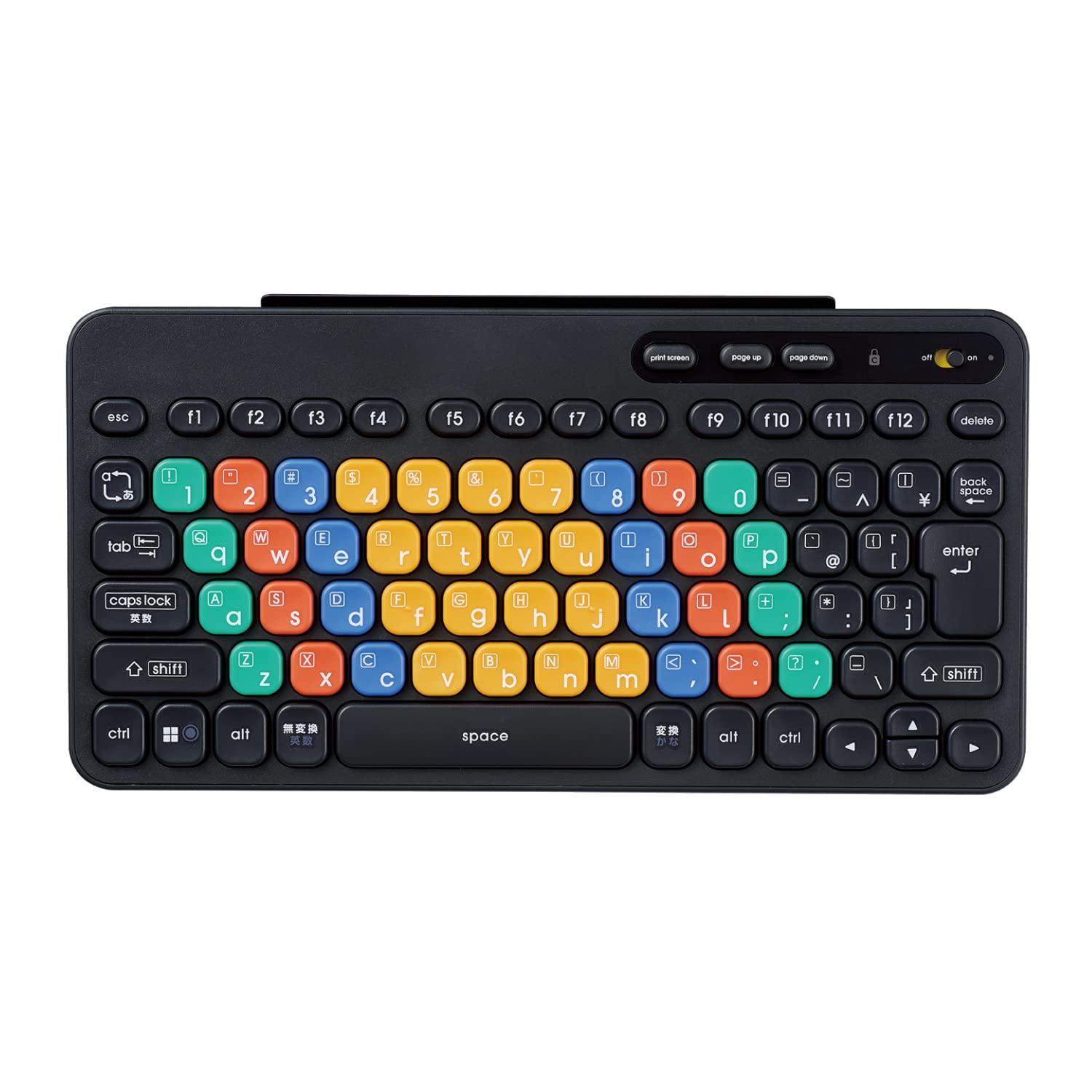 ELECOM Wireless Keyboard Bluetooth for Kids Computer Learning Programming KEY PALETTO Key Palette Supervised by Vice President Susumu Kanemune, Osaka Electro-Communication University For Windows & ChromeOS Antibacterial With Phonetic Guide Stickers Black TK-FS10BMKBK