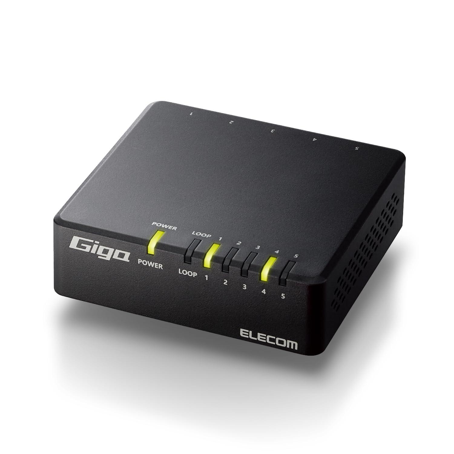 ELECOM Switching Hub Gigabit Compatible 5-Port AC Power Black EHC-G05PA4-B