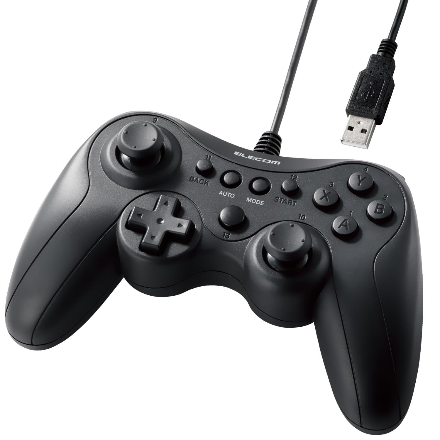 ELECOM Gamepad Wired Xinput Xbox-Style Layout Rapid Fire Stick Mode Switch Lightweight Black JC-GP20XBK