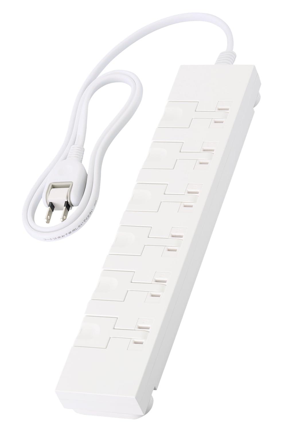 ELECOM Power Strip with Surge Protector, 6 Outlets, 1m Easy Release Tap, Polarity Compatible, Dust Shutters, Swing Plugs, White T-KF07M-2610WH