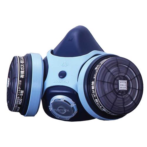 Direct-connect gas mask (dust-proof dual-canister type)