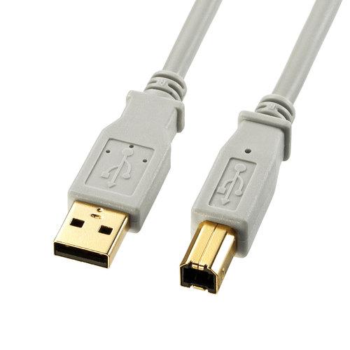 1.0m USB Cable (Type A to Type B / USB 2.0 Compatible / Gold-Plated / Gray)