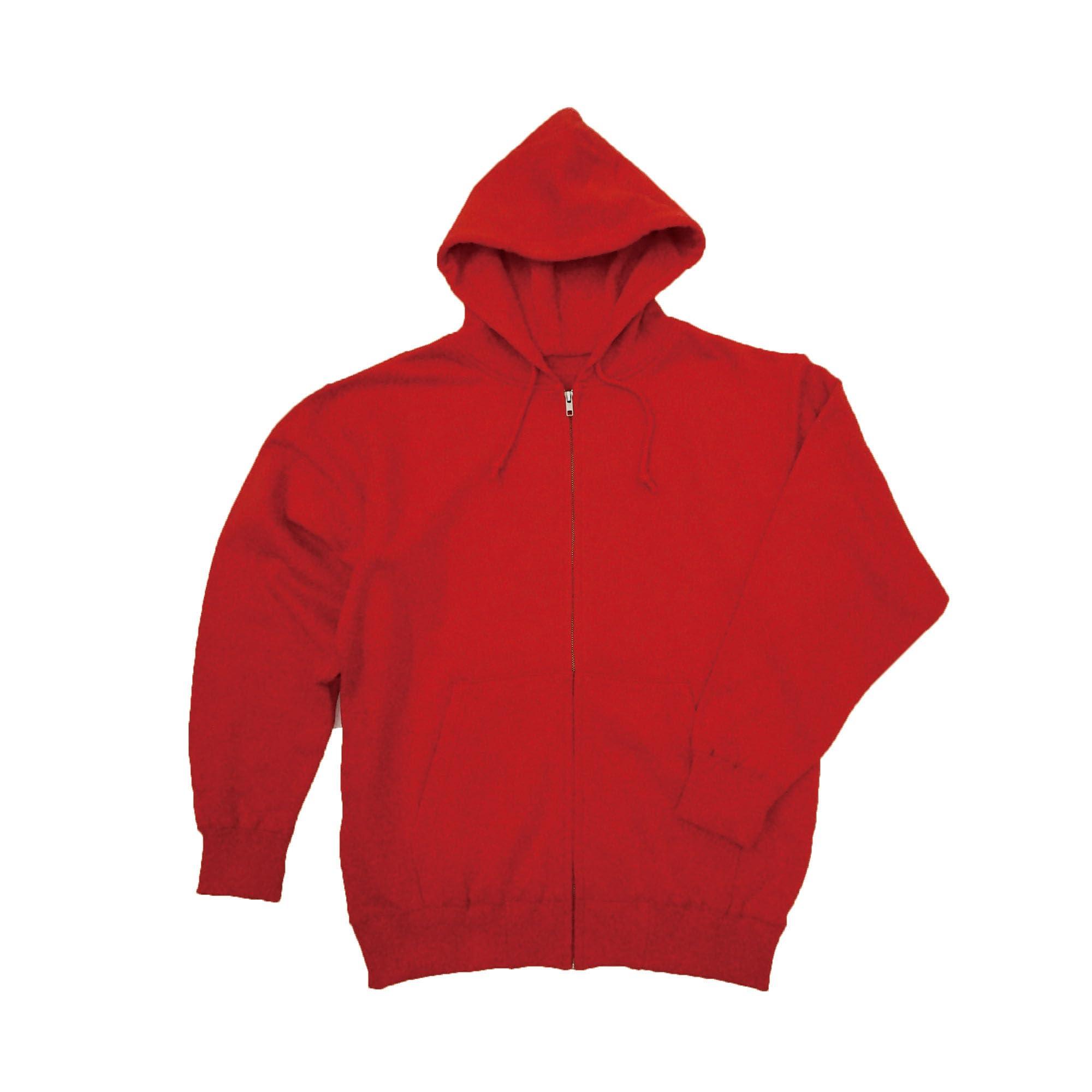 [LifeMax] Hooded Sweatshirt 10oz Hooded Zip-Up Hoodie (Brushed Fleece Lining) Red