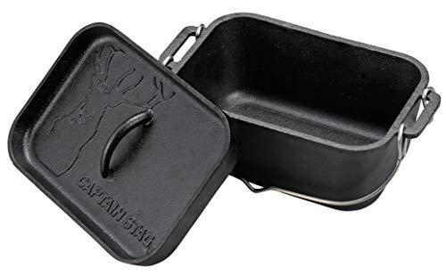 CAPTAIN STAG Dutch Oven Cast Iron Square Dutch Oven Width 270 × Depth 170 × Height 120mm Full Water Capacity 2.3L No Seasoning Required UG-3063