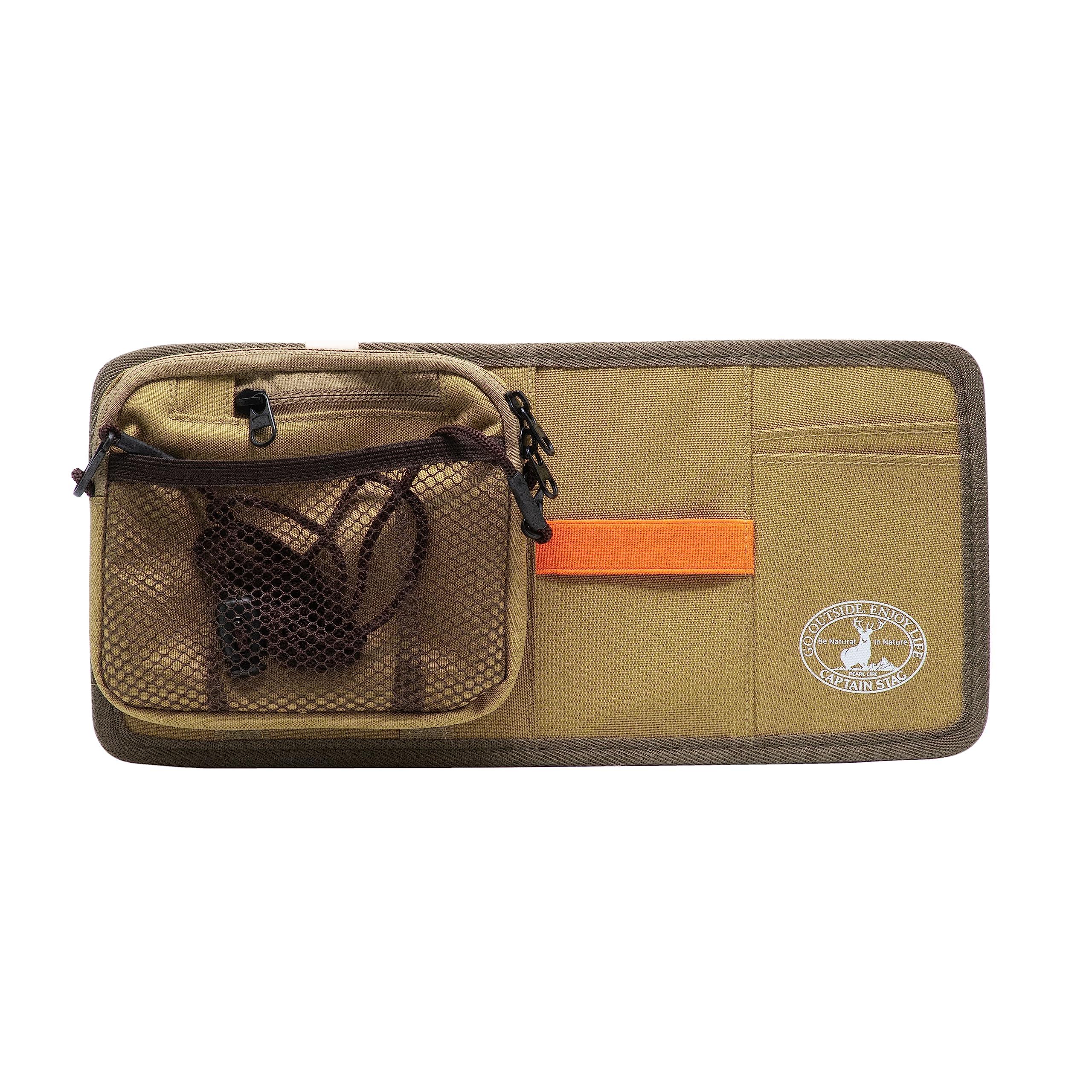 CAPTAIN STAG Car Accessories Outdoor Sacoche Sun Visor Pocket Sacoche & Sun Visor Khaki Beyond Storage UP-1068