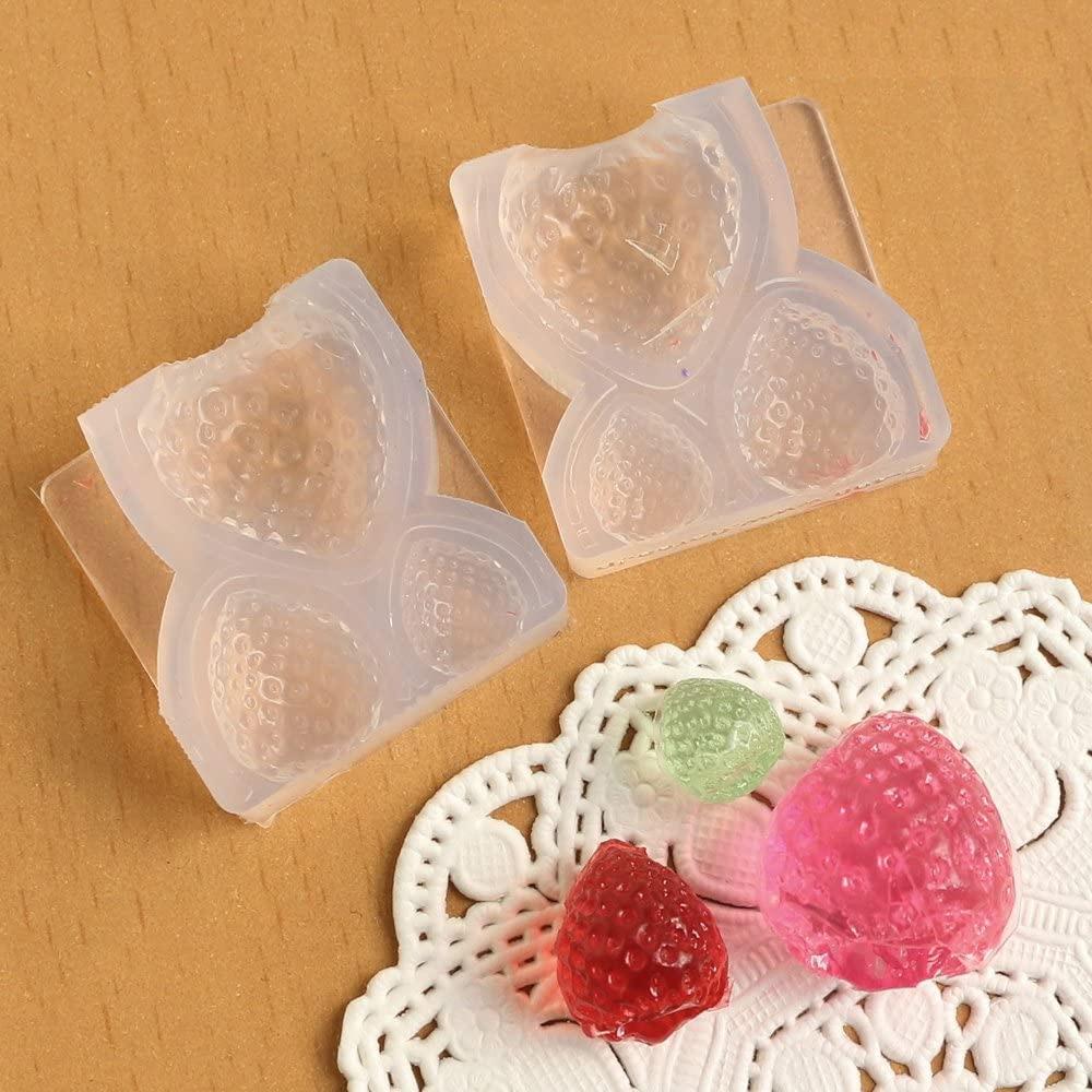 Kamejima Shoten Resin Craft Soft Mold Real Strawberry Double-Sided 3.5×4.5×D2.5cm KAM-REJ-490