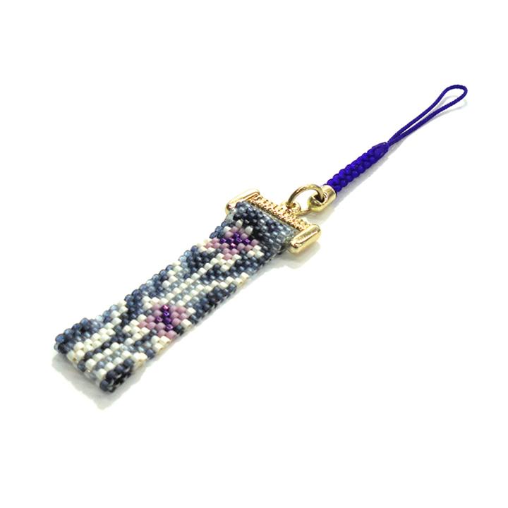 HOBBIX Bead Kit: Kyoto Nishijin Pattern Yuzen-Style Indigo-Dyed Yukata Fabric Netsuke Iris PB-123