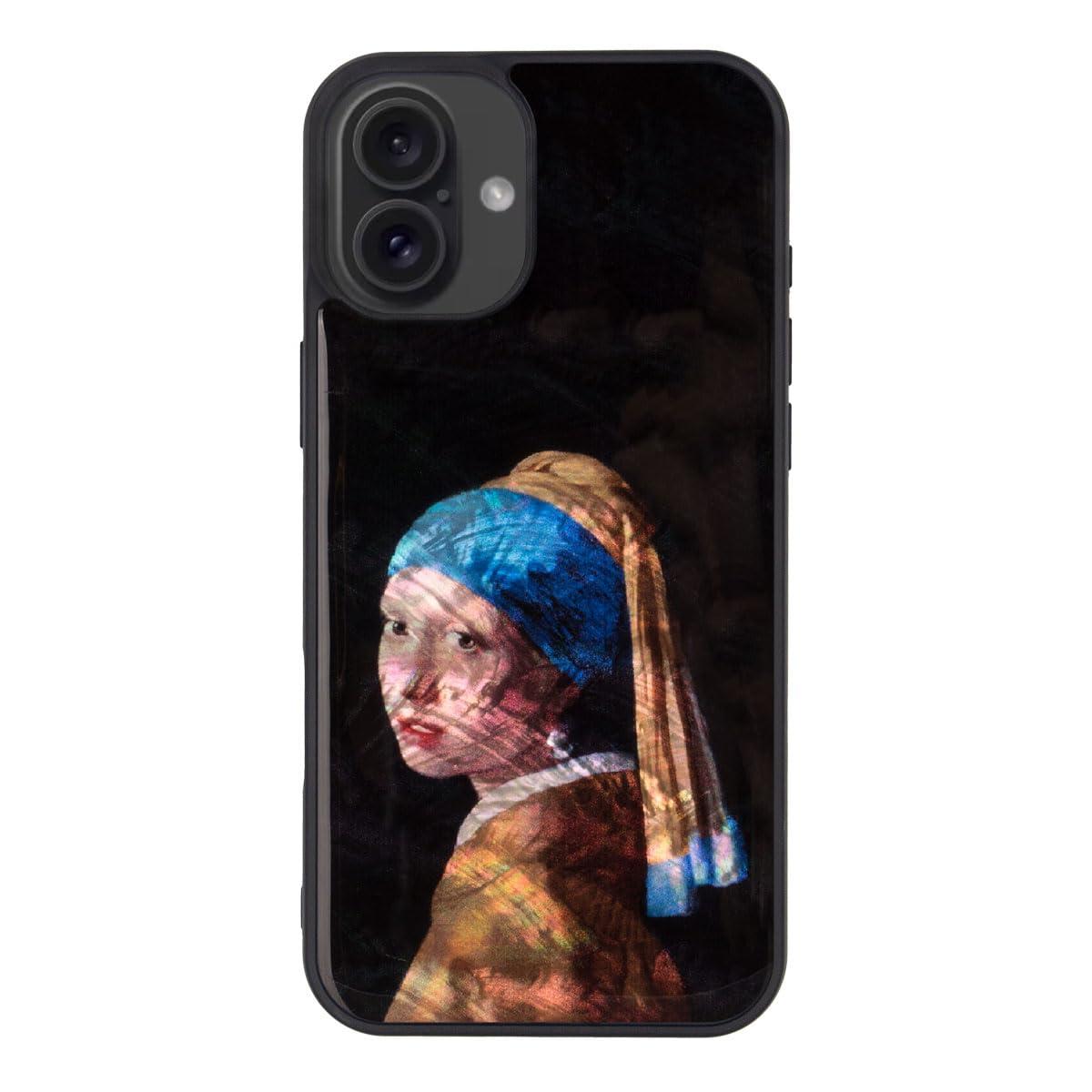 ikins iPhone 16 Plus Case Natural Shell Girl with a Pearl Earring [ Pearl Luster Surface Coating Easy to Attach/Detach Strap Hole Included Wireless Charging ] Famous Painting Series