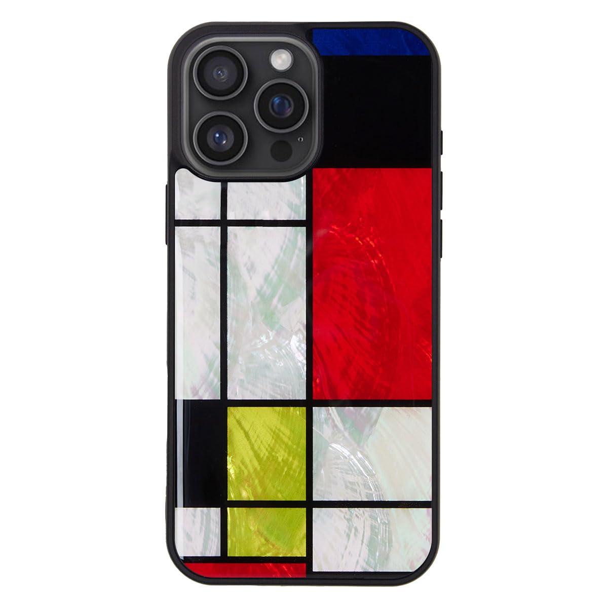 ikins iPhone 16 Pro Max Case Natural Shell Mondrian [Pearl Gloss Surface Coating Easy to Attach/Detach Strap Hole Included Wireless Charging] iPhone Protective Cover Mondrian I27103i16PM