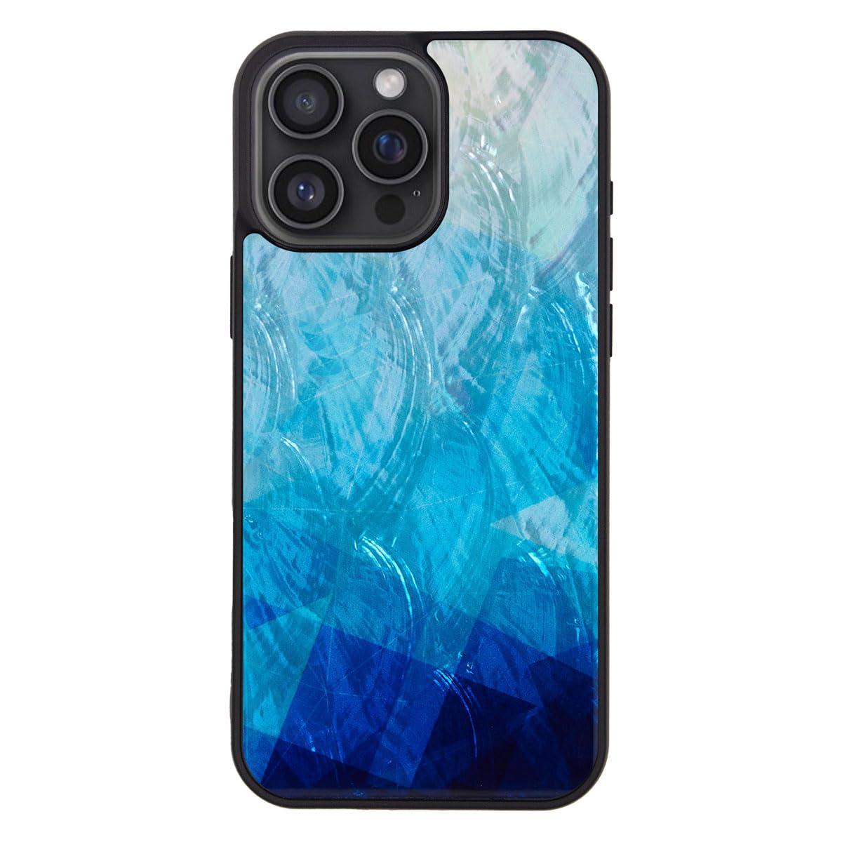 ikins iPhone 16 Pro Max Case Natural Shell Blue Lake [Pearl Gloss Surface Coating Easy to Attach/Detach Strap Hole Included Wireless Charging] iPhone Protective Cover I27109i16PM