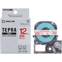 KING JIM Tepla PRO Tape Transparent Label 12mm Red Text KJ-ST12RX5