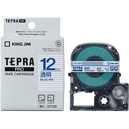KING JIM Tepla PRO Tape Transparent Label 12mm Blue Text KJ-ST12BX5