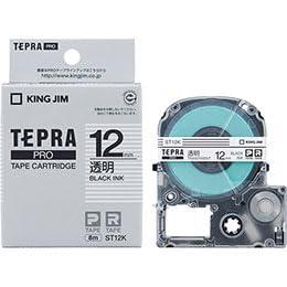 KING JIM Tepla PRO Tape Transparent Label 12mm Black Text KJ-ST12KX5
