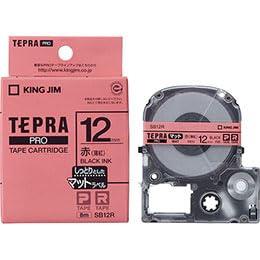 KING JIM Tepla PRO Tape Matte Label 12mm Red/Black Text KJ-SB12RX5