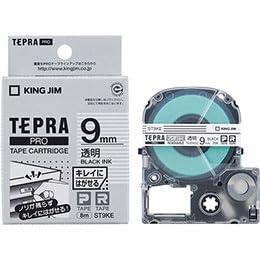 KING JIM Tepla PRO Tape - Cleanly Removable 9mm Transparent Black Text KJ-ST9KEX5