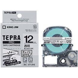 KING JIM Tepla PRO Tape - Cleanly Removable 12mm Transparent Black Text KJ-ST12KEX5