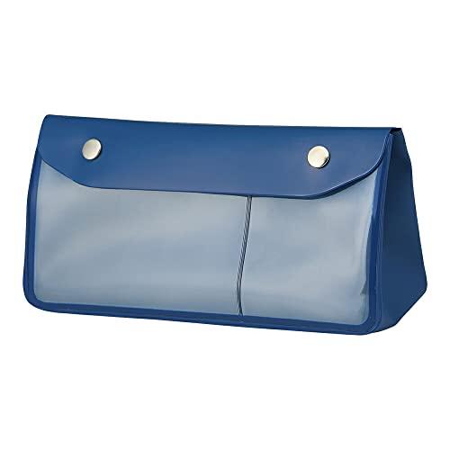 Rihitorabu Antibacterial PVC Triangle Pen Case Transparent Large Capacity ALCLEA Blue A7942-8