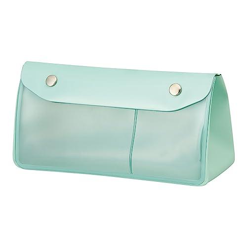 Rihitorabu Antibacterial PVC Triangle Pen Case Transparent Large Capacity ALCLEA Light Green A7942-19