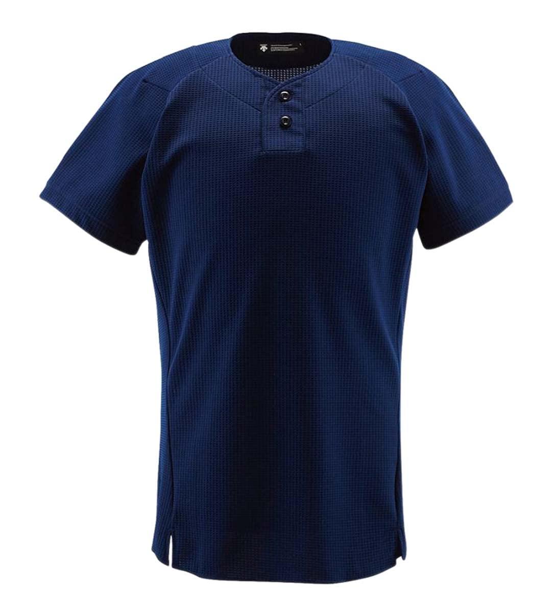 [Descente] Uniform Shirt 2-Button Shirt DB-1012 Apparel Wear Uniform Baseball Gear Swash NVY S