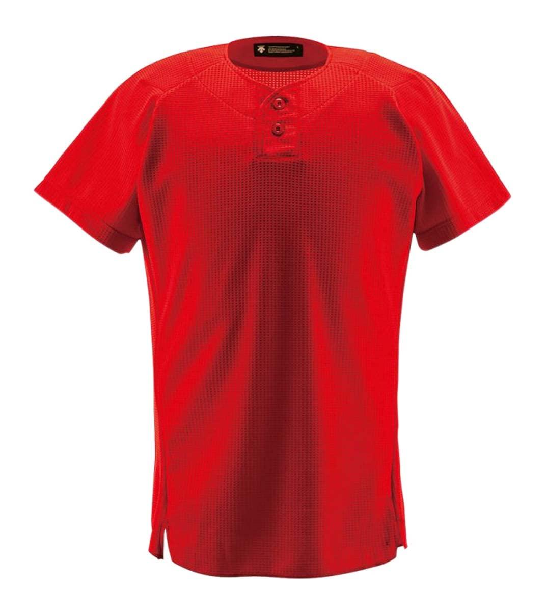 [Descente] Uniform Shirt 2-Button Shirt DB-1012 Apparel Wear Uniform Baseball Gear Swash RED L