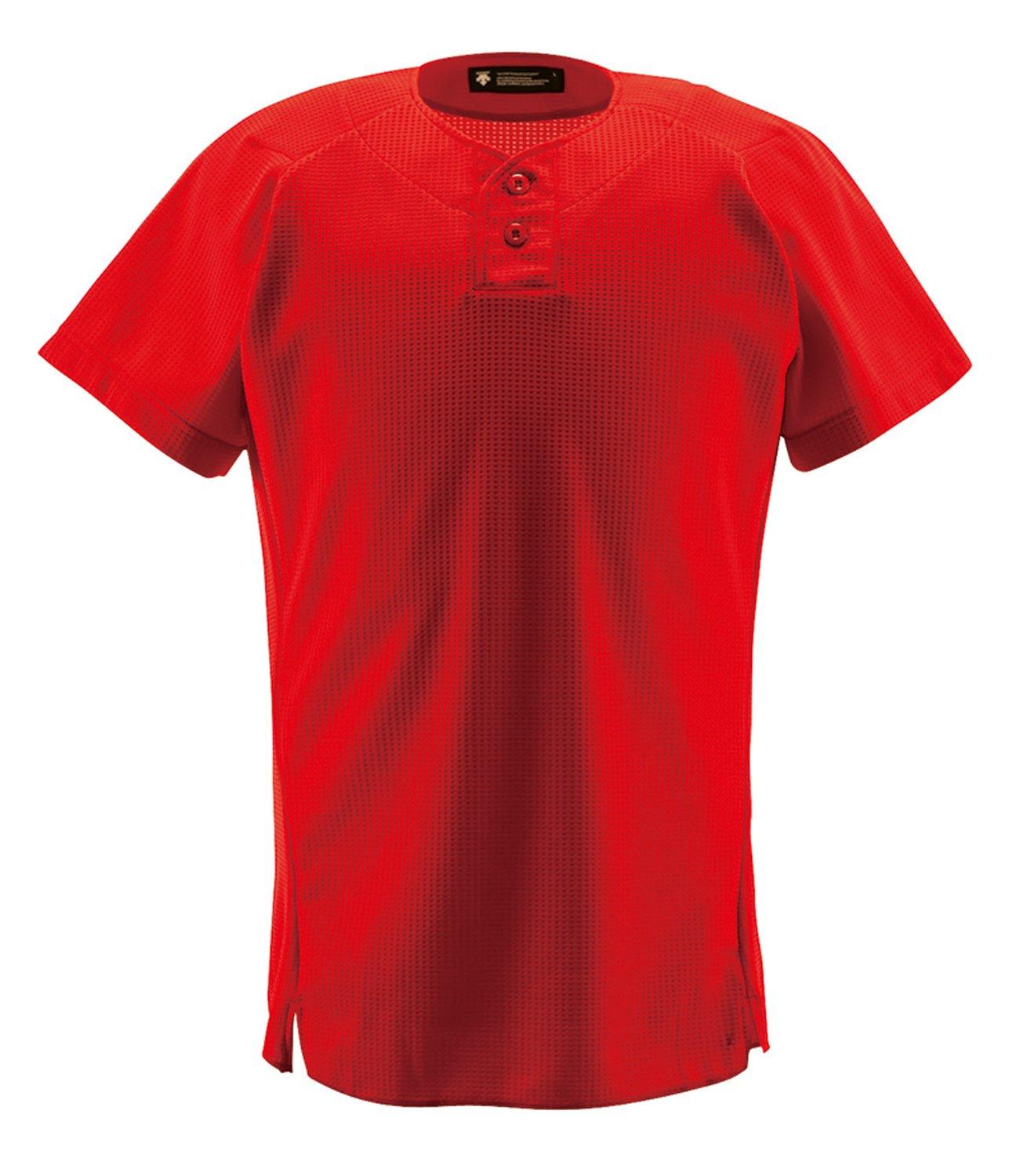 [Descente] Uniform Shirt 2-Button Shirt DB-1012 Apparel Wear Uniform Baseball Gear Swag RED XO