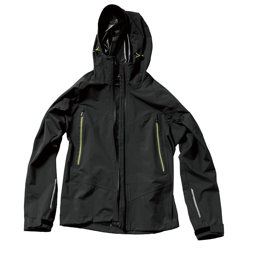 [Makku] Rain Suit (Water Resistance: 10,000mmH₂O) (Moisture Permeability: 5,000g/m²) (Phosphorescent Reflective Print) (Adjustable Waist Drawstring) (Hem Adjustment Tape) (Full-Directional Stretch/Action Cut) Black 3L