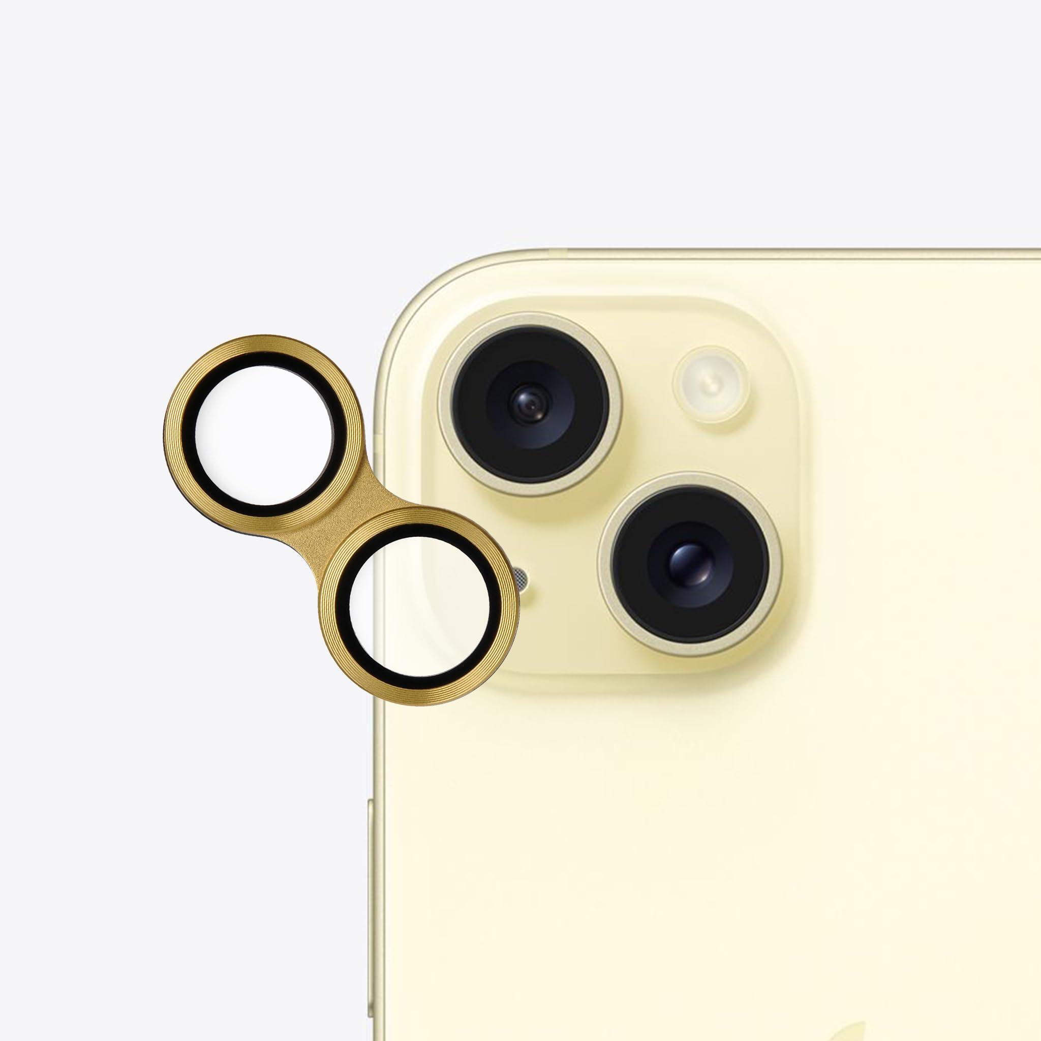 Kenko iPhone Accessories Smartphone Lens Protector for iPhone 15 / Plus Yellow Tempered Glass & Colored Aluminum Frame Over 95% Light Transmission 9H Hardness Water & Oil Repellent Coating 799895