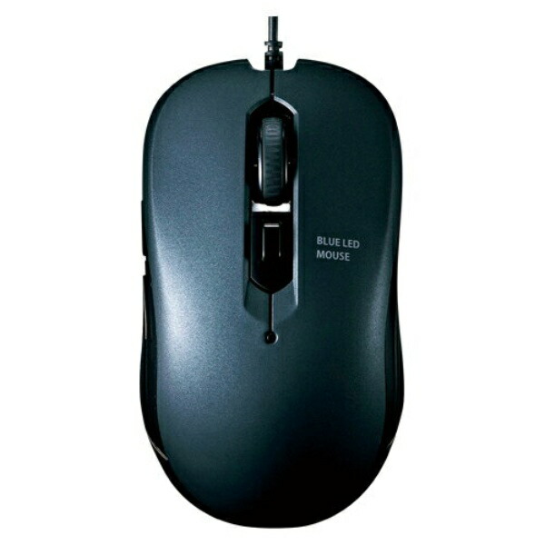 Sanwa Supply Wired USB Mouse Blue LED 5-Button Symmetrical Design Medium Size Gunmetal MA-BL114GM