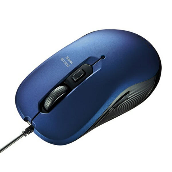 Sanwa Supply Wired USB Mouse Blue LED 5-Button Symmetrical Design Medium Size Blue MA-BL114BL